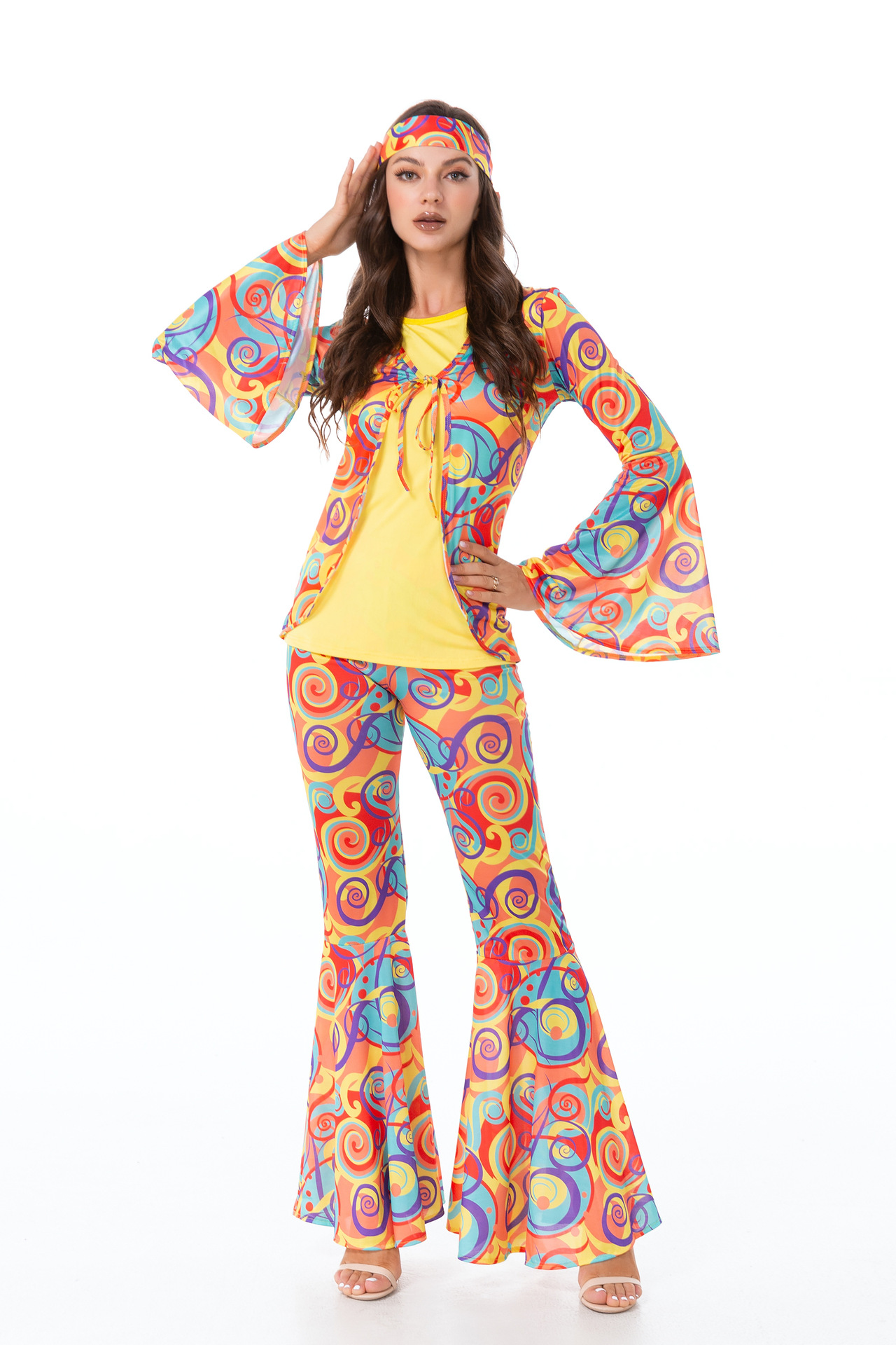 70s Retro Hippie Costume Set Halloween Disco Dance Performance Adult Costume